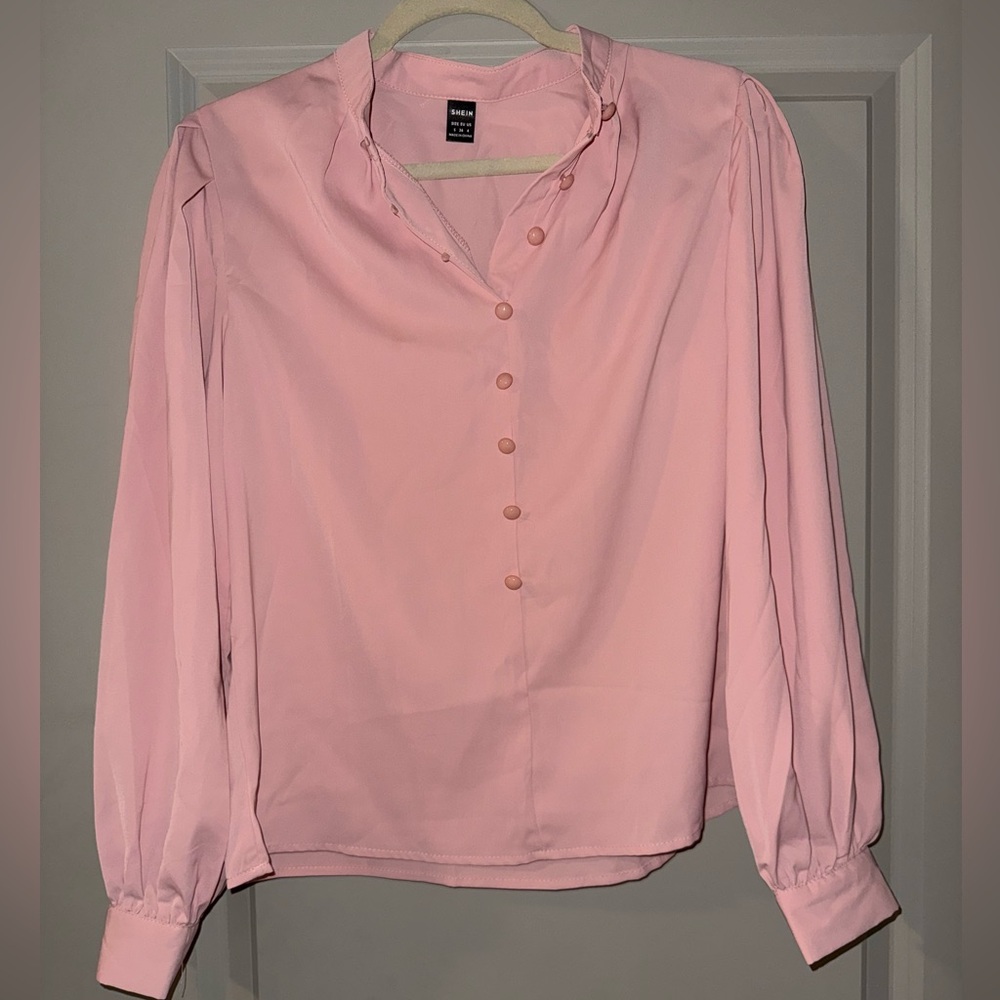 Pink Button-Up Blouse